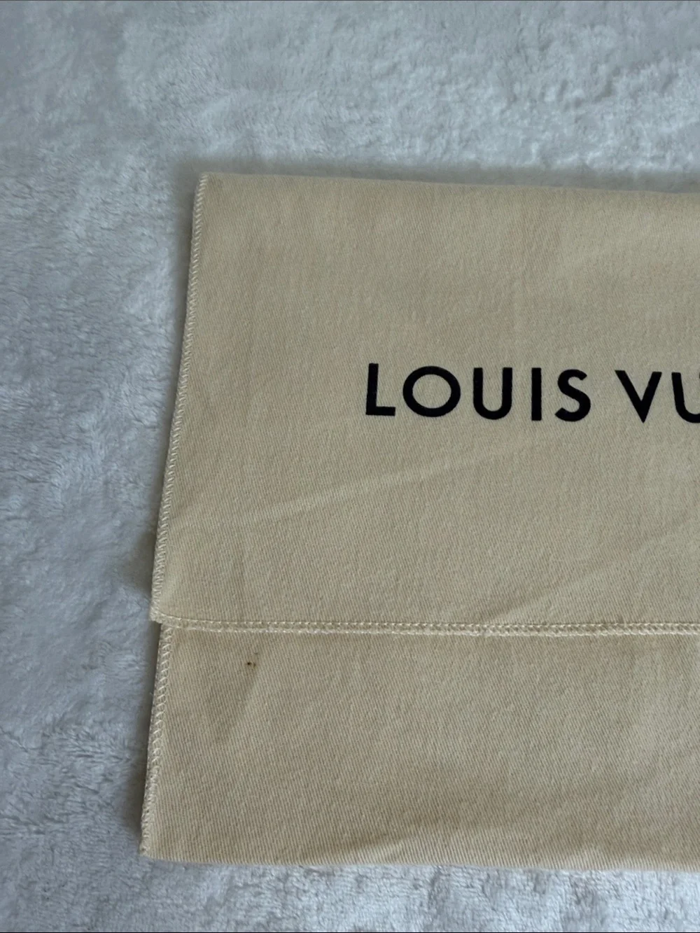 Louis Vuitton Beige Fabric Protective Pouch with Black Logo